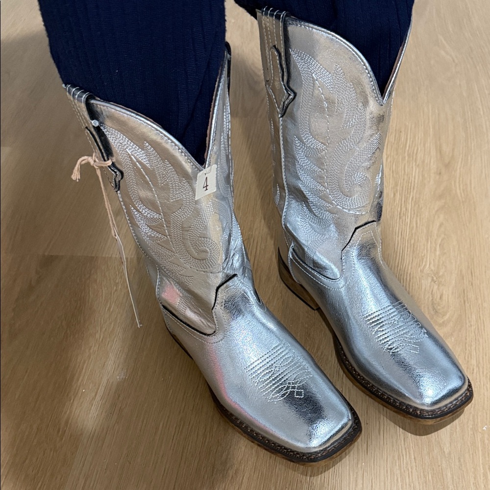 Shyanne Metallic Silver Heeled Boots